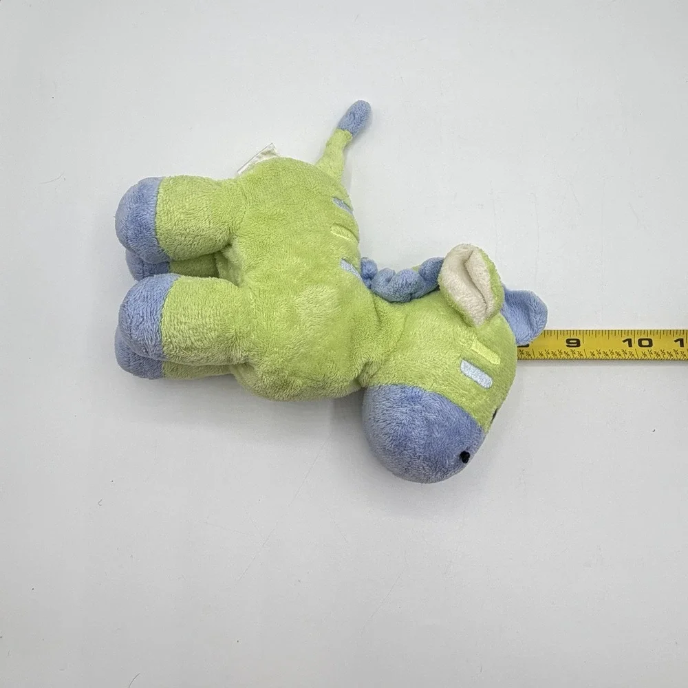 Carter's Just One Year Green Blue Zebra Plush Rattle Lovey 7
